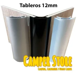 Perfil aluminio 2m. NEGRO. Para tablero de 12mm