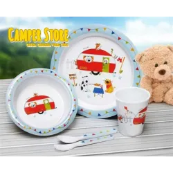 Vajilla infantil de melamina Caravana. 5 piezas