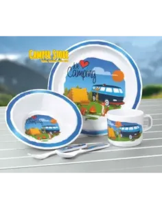 Vajilla infantil de melamina We love Camping. 5 piezas