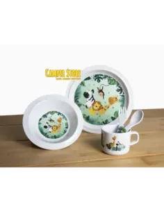 Vajilla infantil de melamina Safari. 5 piezas