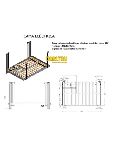 Cama elevable eléctrica Toscana. 180x120cm
