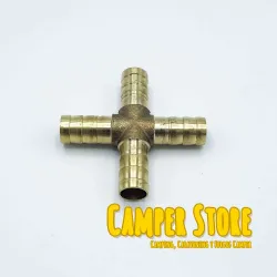 Empalme de latón en X para mangueras de 10 mm