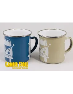 Juego de 2 Tazas inox VW Camper. Crema y azul 2