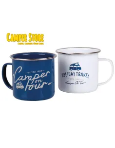 Juego de 2 Tazas inox Camper On Tour. Azul y blanca 2