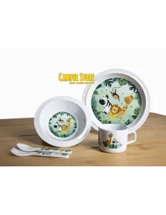 Vajilla infantil de melamina Safari. 5 piezas 2