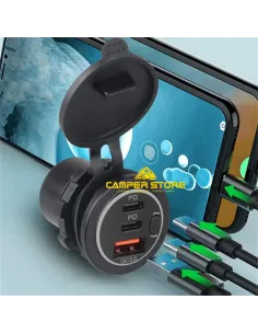 Toma con doble USB C + 1 USB 3.0 2