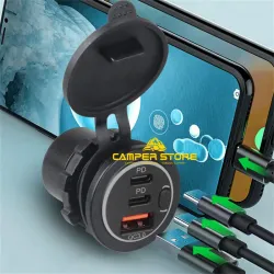 Toma con doble USB C + 1 USB 3.0