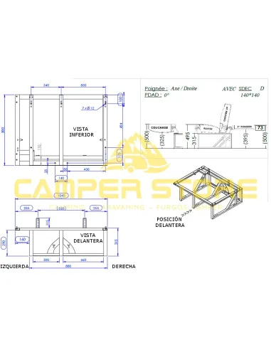 Asiento cama fijo Scopema Altair 104 2 plazas