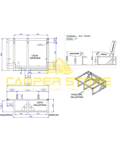 Asiento cama fijo Scopema Neptune 104 2 plazas