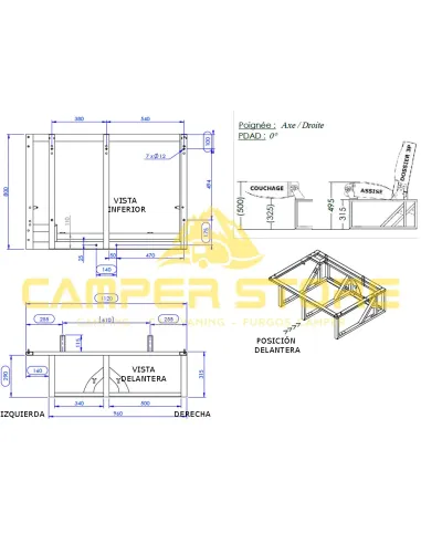Asiento cama fijo Scopema Neptune 112 2 plazas