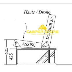 Asiento cama fijo Scopema Neptune 86. 2 plazas. Alt 637mm