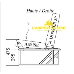 Asiento cama fijo Scopema Neptune 86. 2 plazas. Alt 507mm
