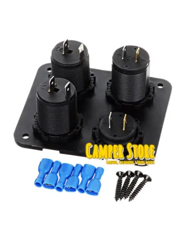 Toma 12V + Toma USB doble + Interruptor + Voltimetro