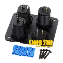 Toma 12V + Toma USB doble + Interruptor + Voltimetro