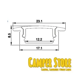 Perfil aluminio para LED empotrable