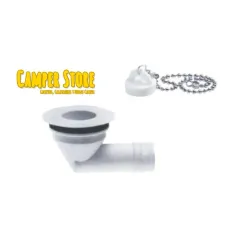 Desagüe acodado de 19-20 mm con tapón, para ducha
