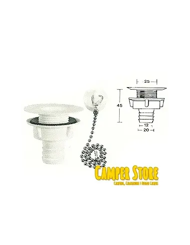 Desagüe Recto de 19 mm con Tapón, para Ducha o Fregadero