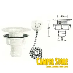 Desagüe Recto de 19 mm con Tapón, para Ducha o Fregadero
