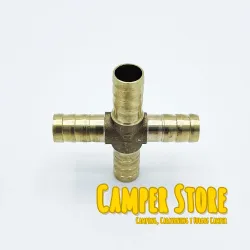 Empalme de latón en X para mangueras de 10 mm
