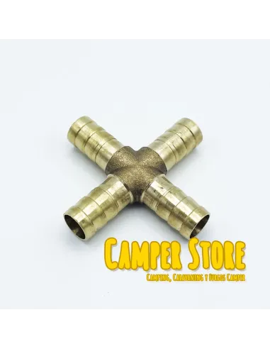 Empalme de latón en X para mangueras de 10 mm