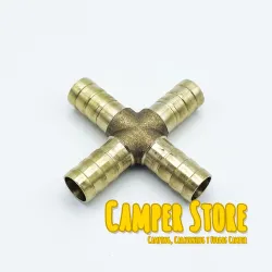 Empalme de latón en X para mangueras de 10 mm