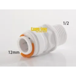 Conector recto 1/2'' macho a 12 mm