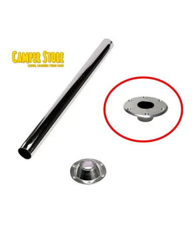 Anclaje encastrable para pata de mesa camper modular. Cromado