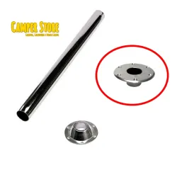 Anclaje encastrable para pata de mesa camper modular. Cromado