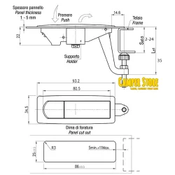 Cierre con pulsador y tirador. Acero negro