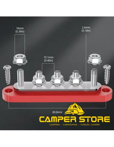 Busbar 150A 5P M6 Rojo + Negro.