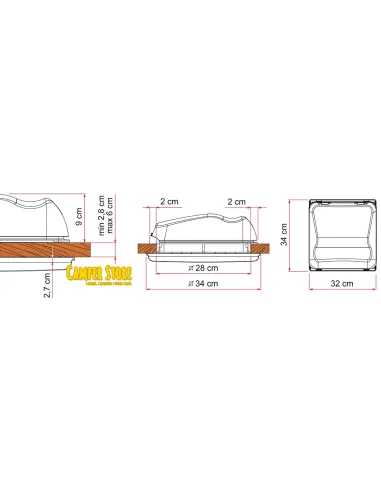 Claraboya Vent 28 F. Cristal. 28x28 cm
