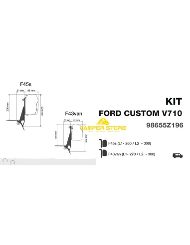 Soporte F45 F43 Ford Custom V710 y VW T7 Transp/Carav