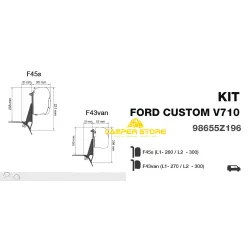Soporte F45 F43 Ford Custom V710 y VW T7 Transp/Carav