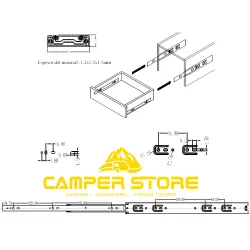Guía para cajones de extracción total. 40 cm. Pack de 2