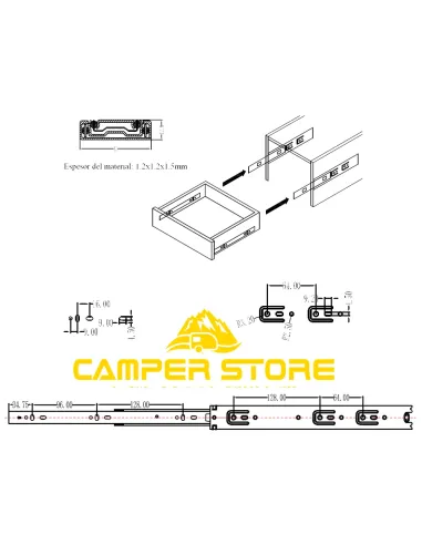 Guía para cajones de extracción total. 30 cm. Pack de 2