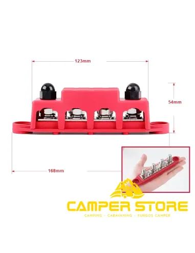 Busbar 250A 4P M8 Rojo + Negro.