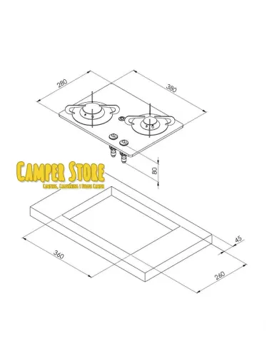 Cocina con 2 fuegos CAN PV1351-S
