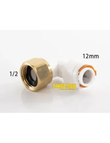 Conector acodado 1/2'' hembra a 12 mm