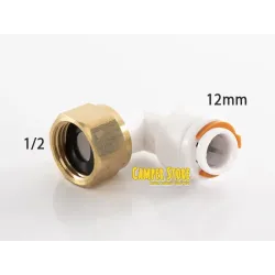Conector acodado 1/2'' hembra a 12 mm