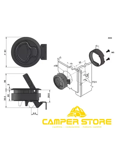 Cierre tirador redondo. Negro