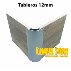 Perfil aluminio 2m. NEGRO. Para tablero de 12mm