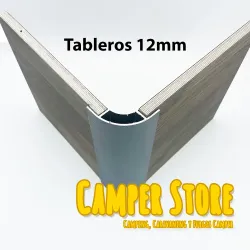 Perfil aluminio 2m. NEGRO. Para tablero de 12mm
