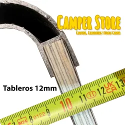 Perfil aluminio 2m. PLATA. Para tablero de 12mm