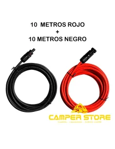 Cable solar 2X10M-4mm² con terminal eléctrico MC4(negro+rojo) 2