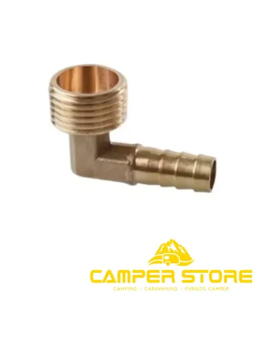 Empalme de latón 90 grados 1/2'' macho a manguera de 10mm