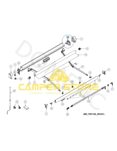Carcasa final Derecha Toldo Dometic PW1100. Antracita