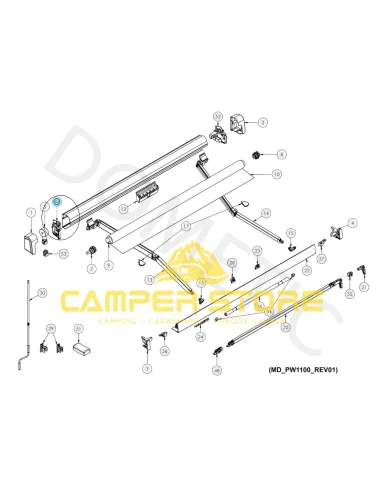 Carcasa final Izquierda Toldo Dometic PW1100. Antracita