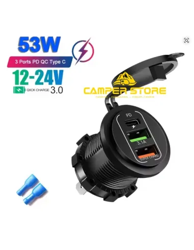 Toma con doble de USB 3.0 + USB C