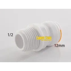 Conector recto 1/2'' macho a 12 mm