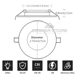 Foco Led 3W. Marco Negro